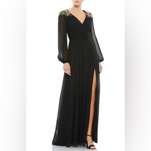 Mac Duggal Puff Sleeve Chiffon Gown